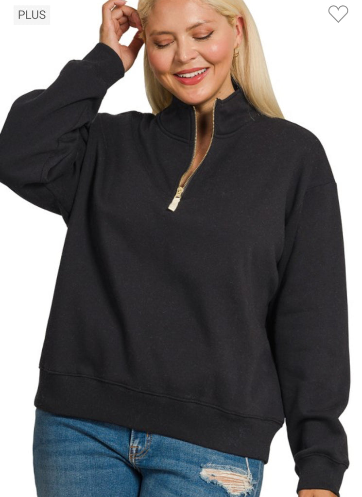 Plus Fleece Half Zip Sweatshirt