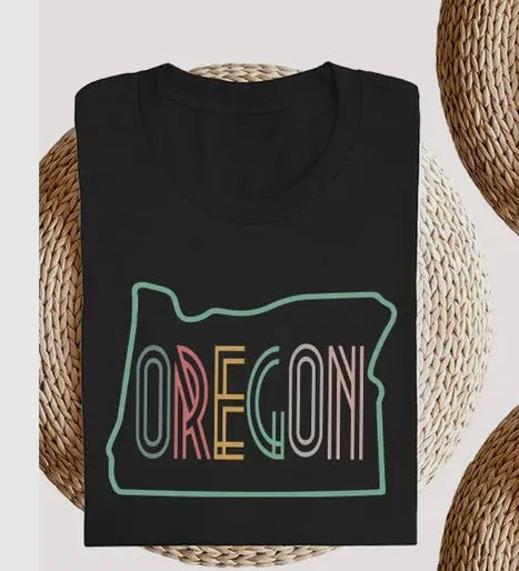 Neon State OREGON shape graphic tee