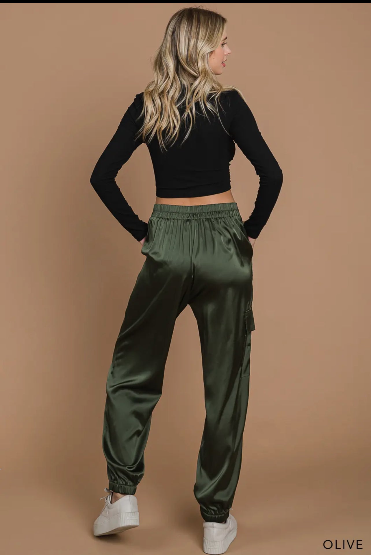 Stretch Satin Cargo Pants | My She Shed Boutique