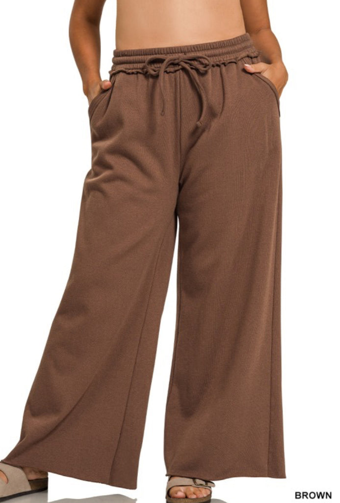 Plus Fleece Wide Leg Sweatpants