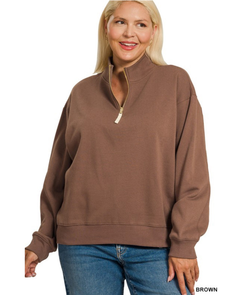 Plus Fleece Half Zip Sweatshirt