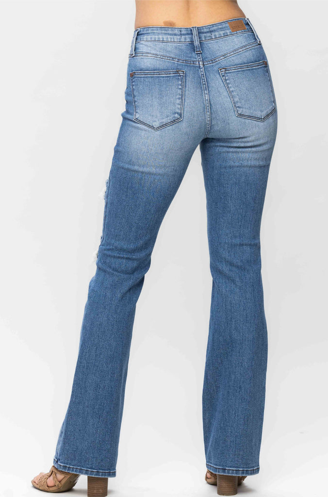 Plaid Patch Bootcut Judy Blue jeans