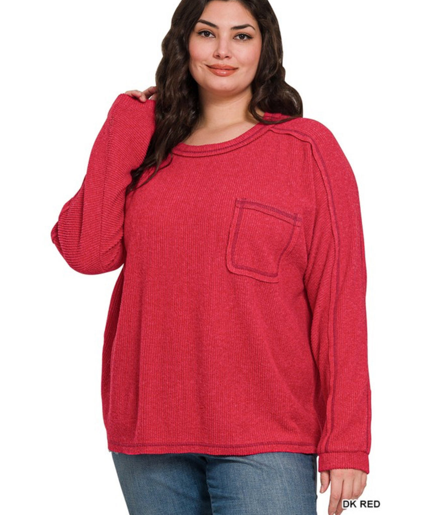 Plus Brushed Ribbed Hacci long sleeve