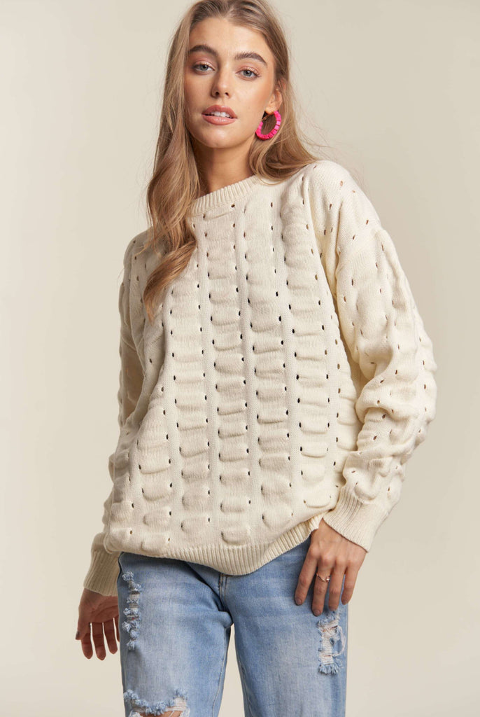 Textured casual sweater top
