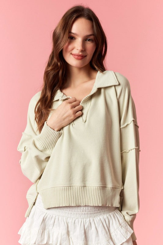 Double Line Floral French Terry Sweatshrt | My She Shed Boutique