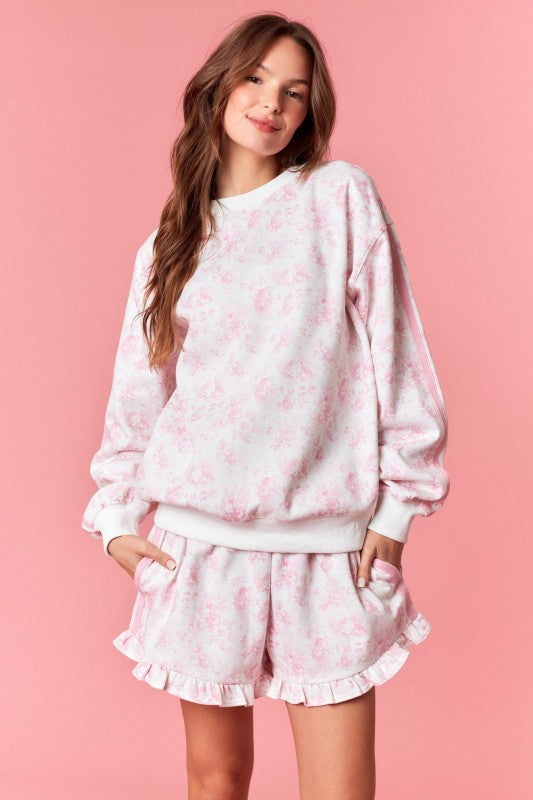 Double Line Floral French Terry Sweatshrt | My She Shed Boutique