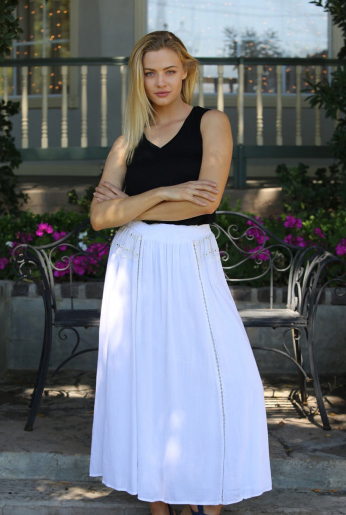 Maxi skirt with croquet detail