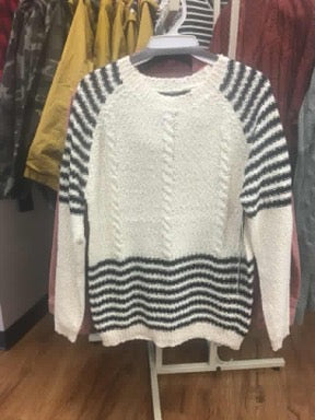 Stripe Knit Sweater with Twiddled Front detail