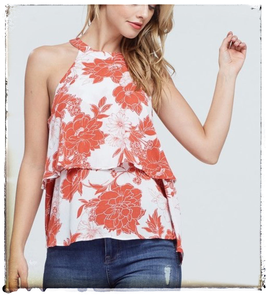 Floral ruffle top