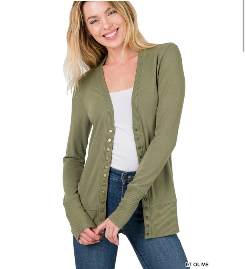 Long sleeve snap front cardigan