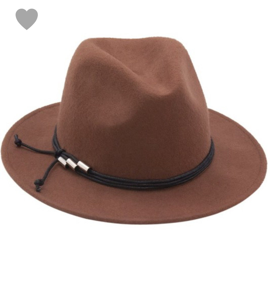 Panama hat with faux leather cord detail (3 colors available)