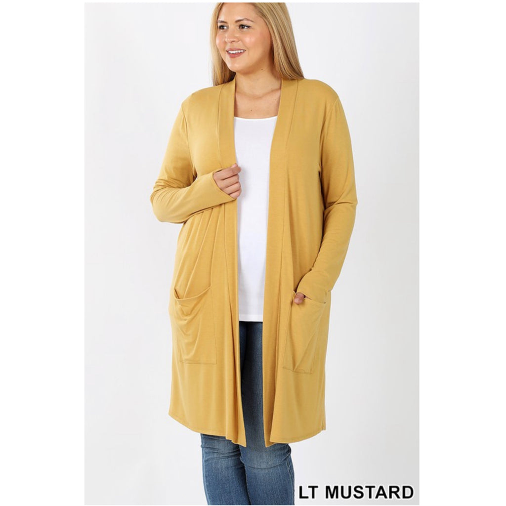 Plus slouchy pocket open cardigan (multi color choices)