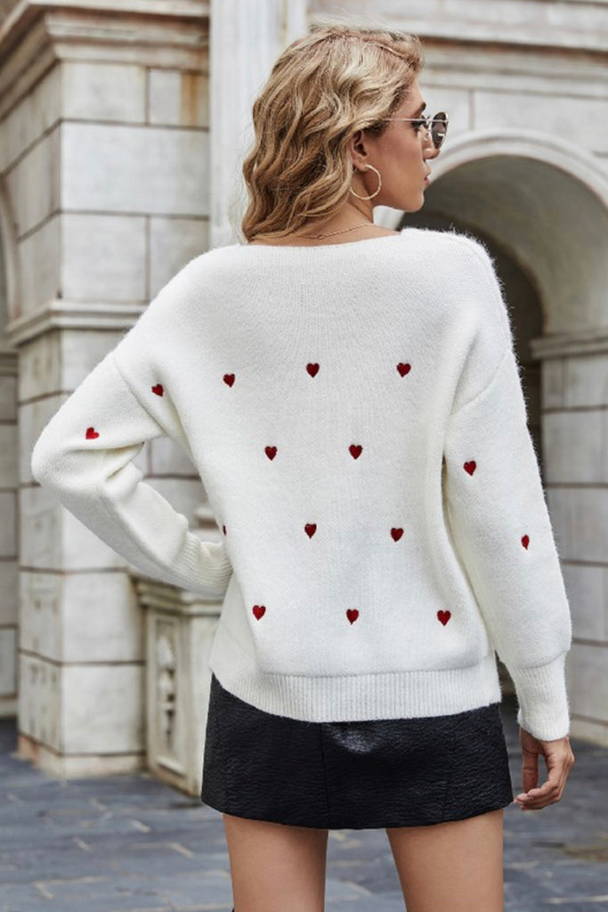 Love embroidered vneck sweater
