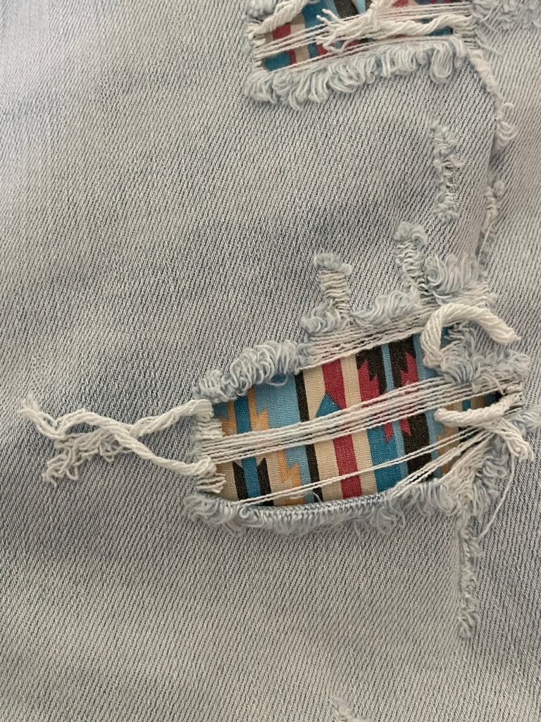 Judy blue Aztec print patch denim shorts