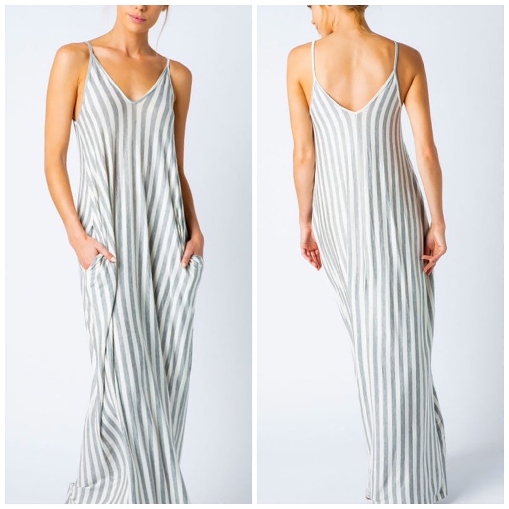 Full length striped harem maxi dress