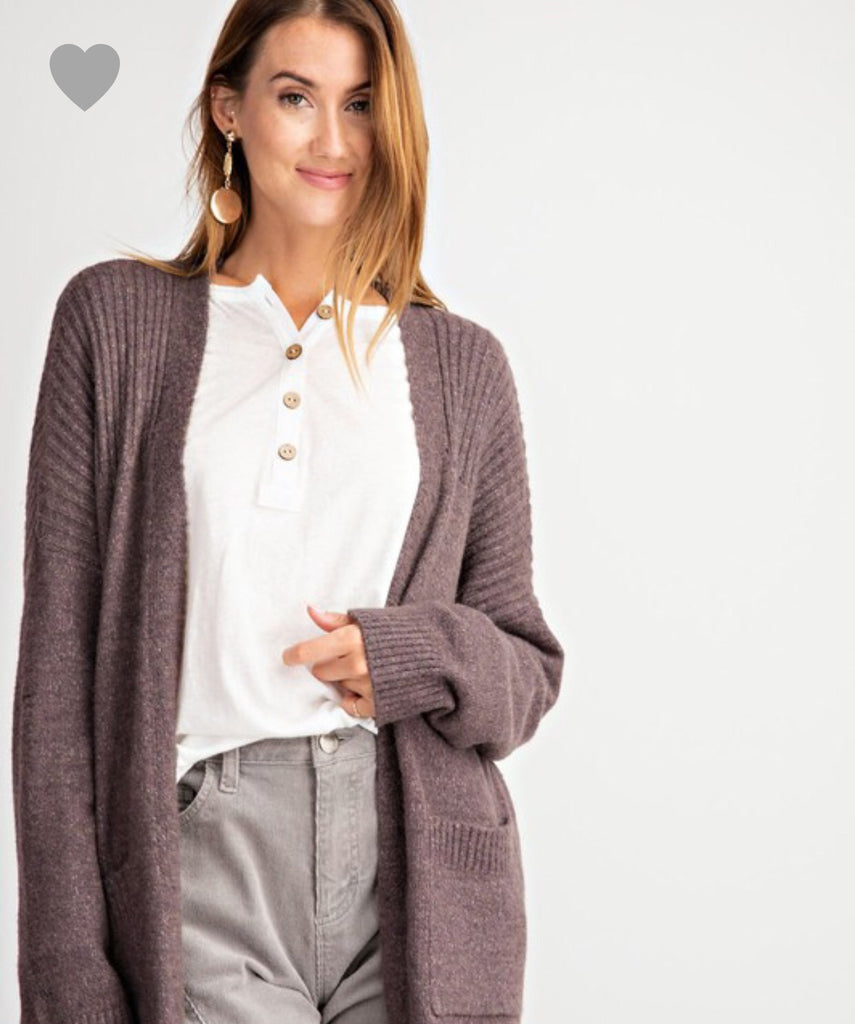 Ultra soft slouchy knitted maxi cardigan- eggplant