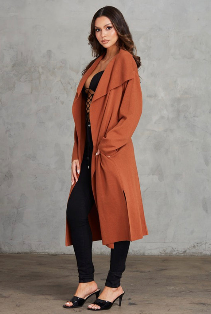 Collared knit coat (2 color options)