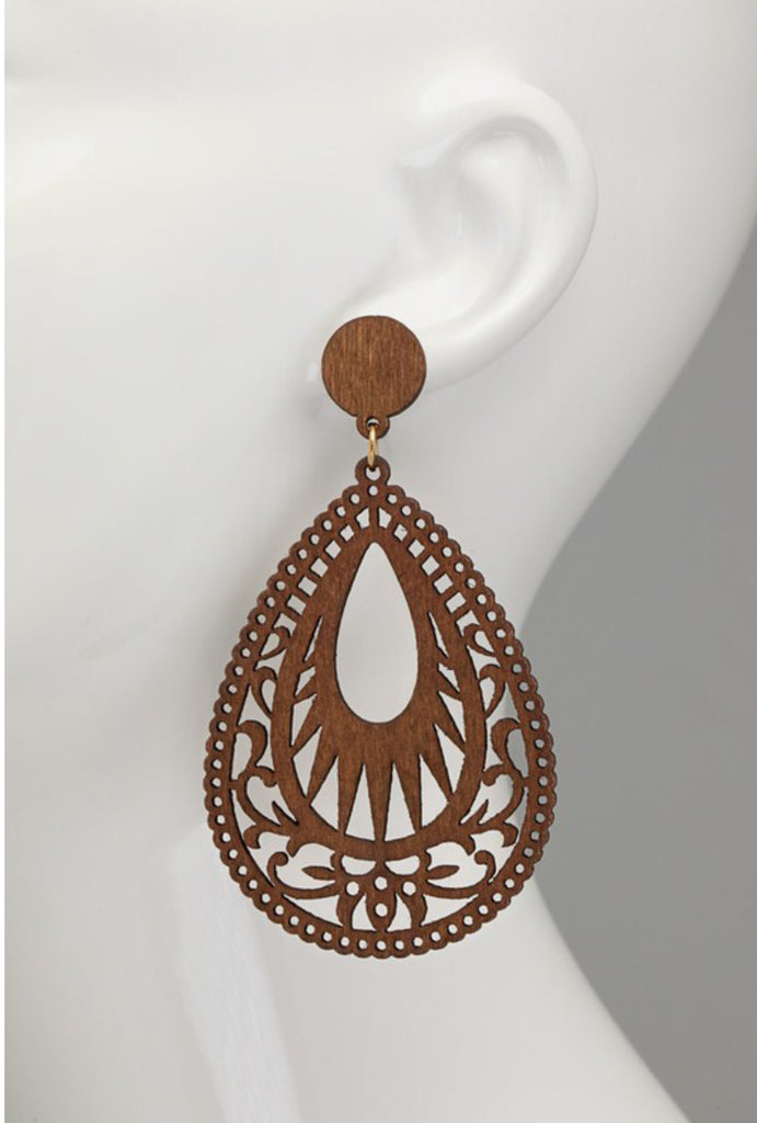Wood teardrop earrings (color choices)