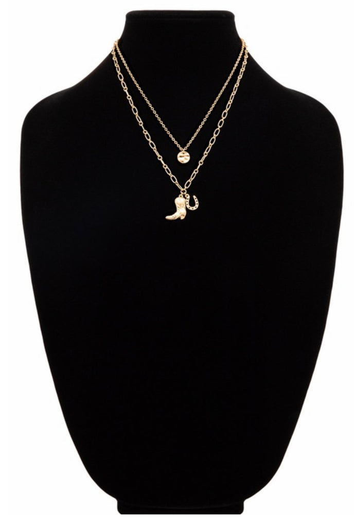 Boot and horseshoe charm necklace