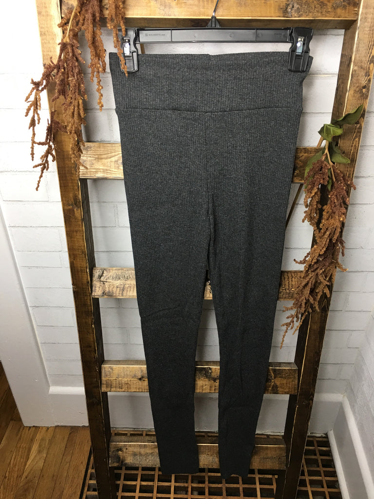 Solid colored ribbed knit leggings