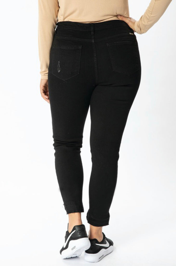 Plus size hem detail black Kancan jeans
