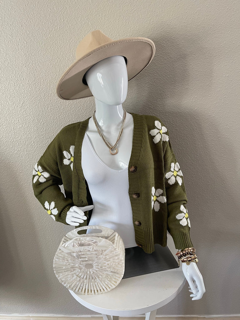 Daisy cardigan (pink or green)