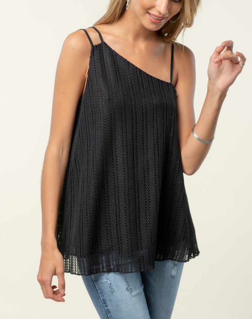 Unbalance sheer knit tank