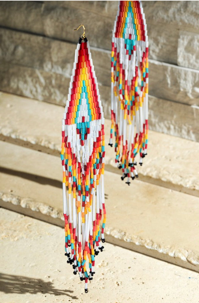 Western seed bead fringe earrings