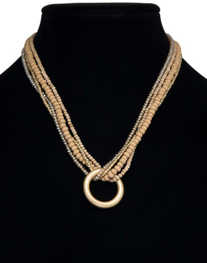 Multi layered short chain necklace (grey or ivory)