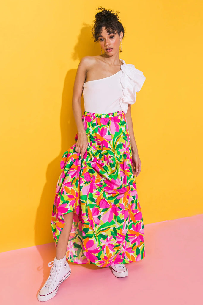 Printed Poplin Maxi Skirt