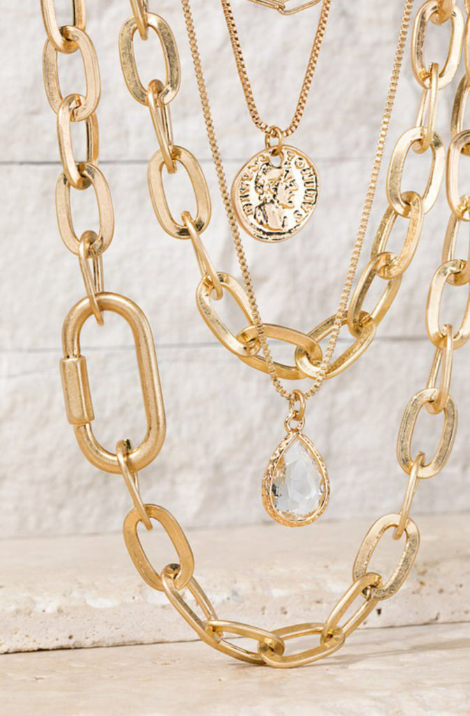 Gorgeous multi layered, mixed bold chain necklace