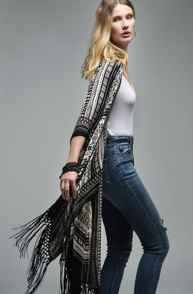 Ethnic inspired print kimono
