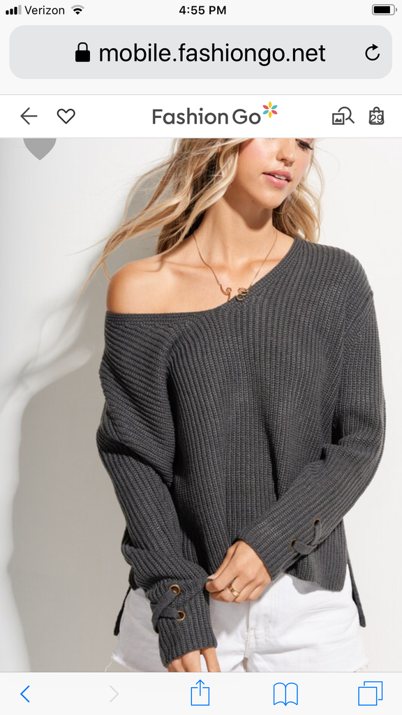 Smoke v-neck knit sweater with wrist detail
