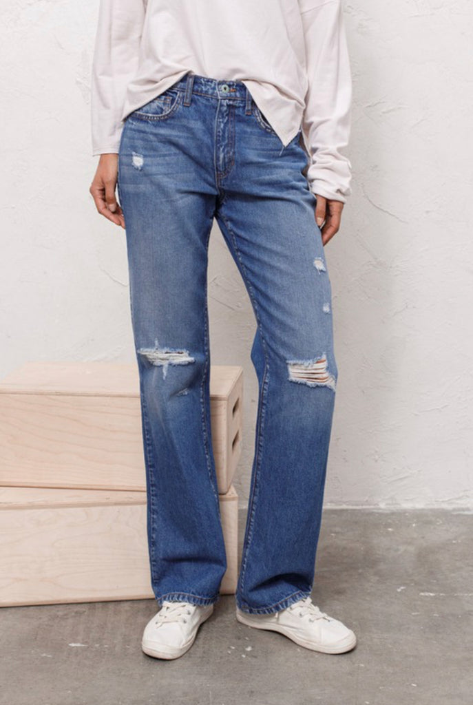 High rise slim straight jeans