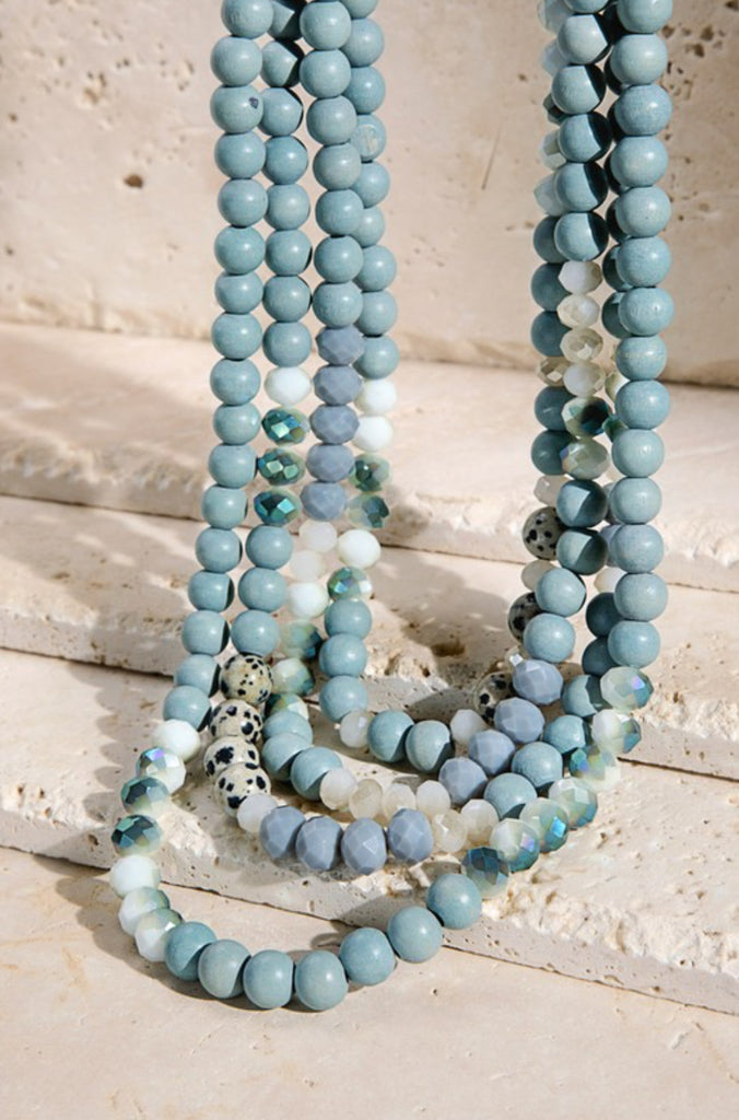 Beautiful 4 layer “short” bead necklace (rose or blue)