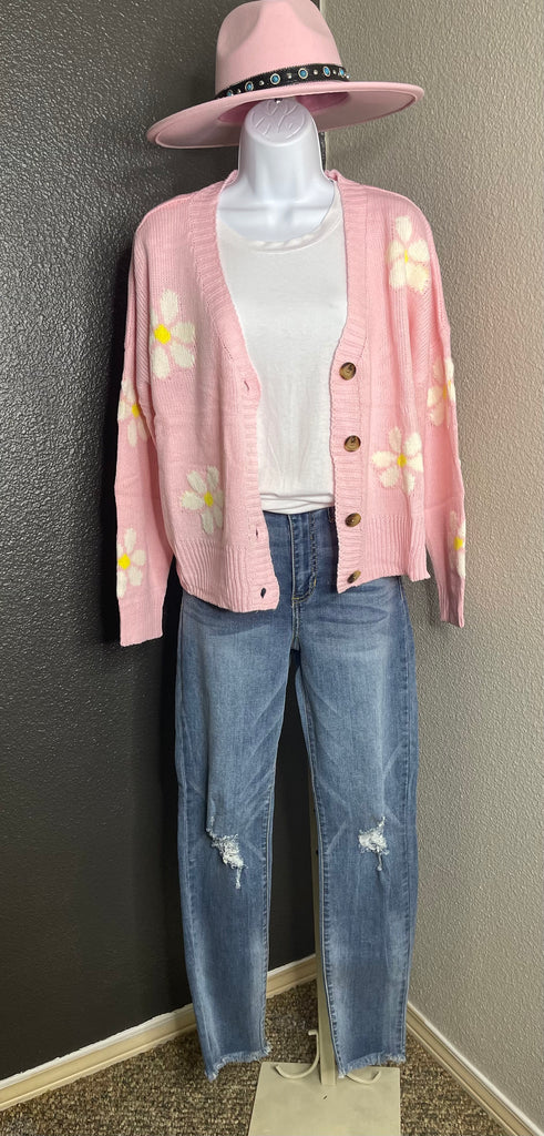 Daisy cardigan (pink or green)
