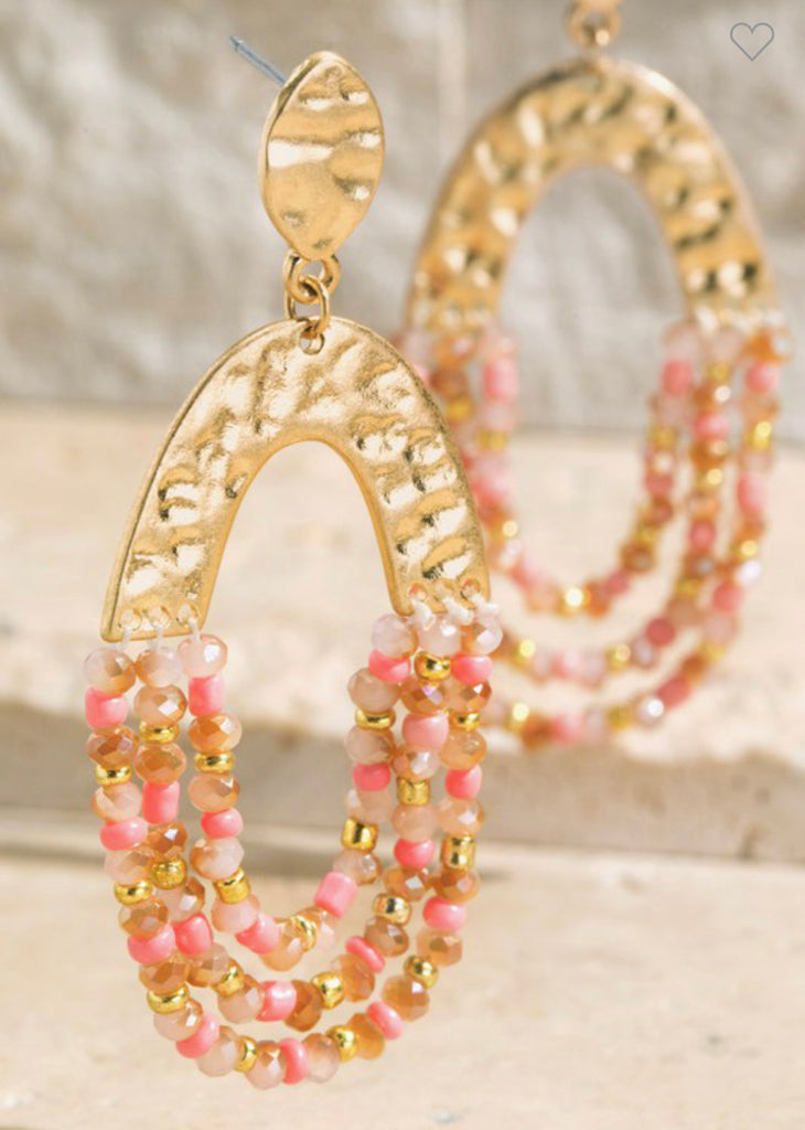 Shimmery triple beaded earrings (2 colors)