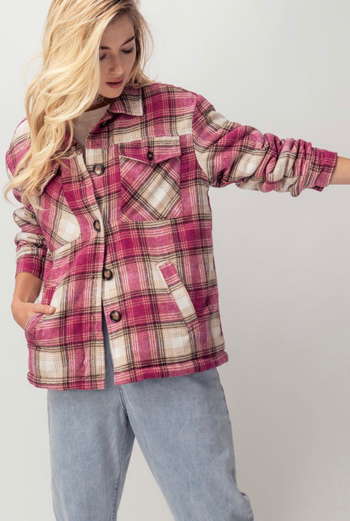Checkered flannel Sherpa jacket