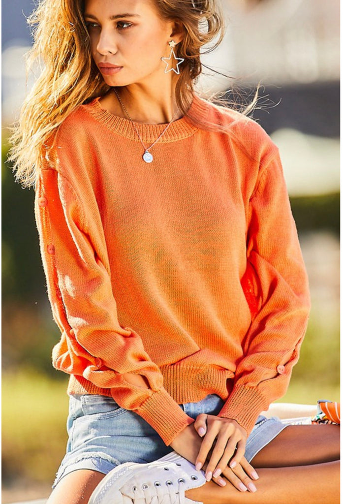 Button sleeve sweater
