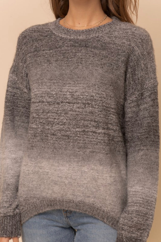 Black gradation back split sweater