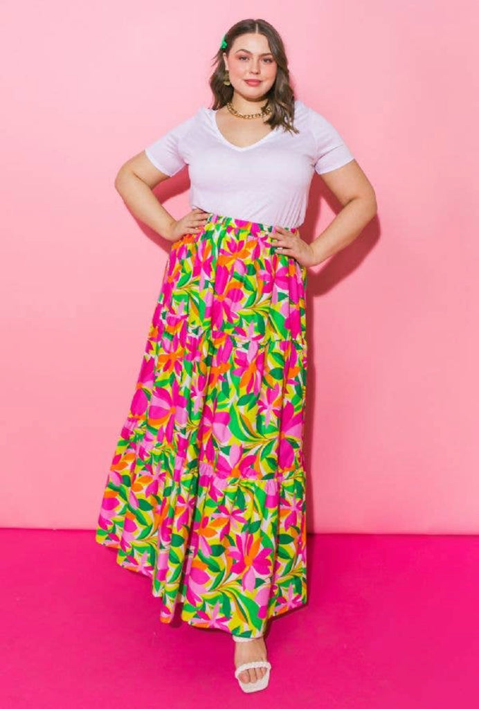 Printed Poplin Maxi Skirt