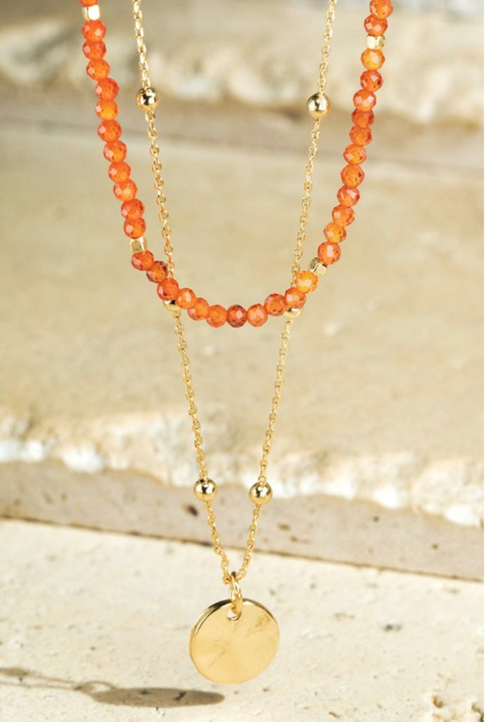 Bead and disc charm necklace